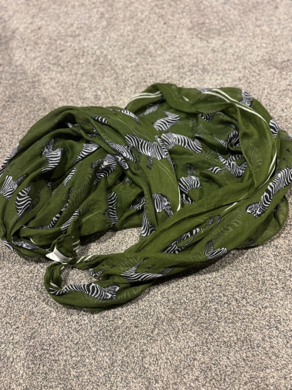 Charming Charlie Olive Green Zebra Print Scarf